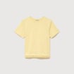 T-shirt droit col rond manches courtes jaune pastel femme
