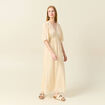Robe longue empire col en V creme femme