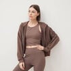 Sweat boyfriend &agrave; capuche marron femme