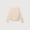 Pull manches longues col bateau ivoire femme