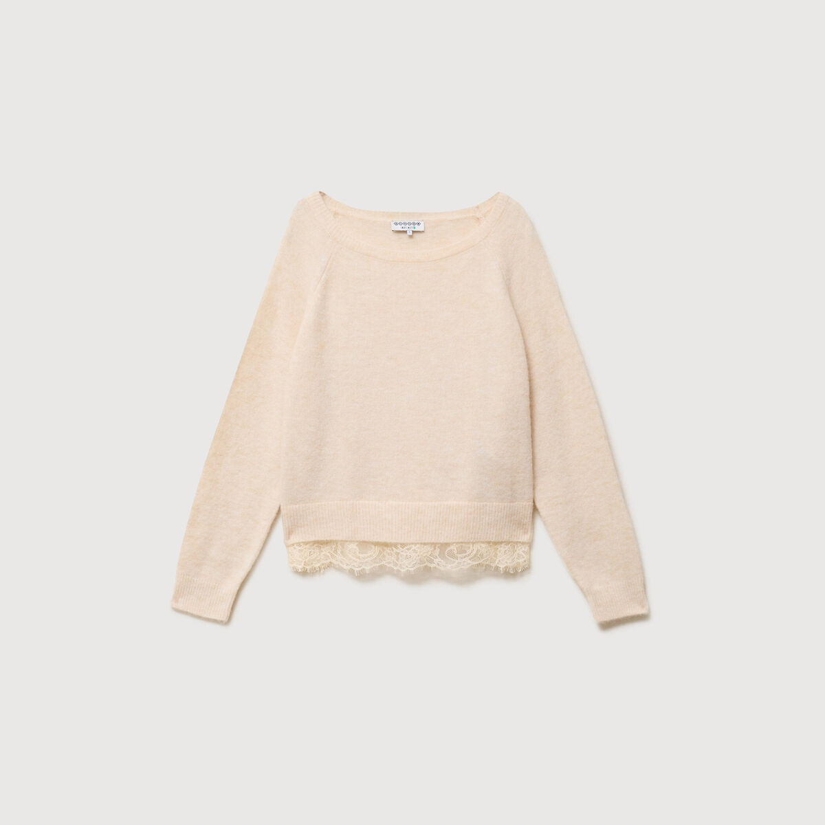Pull manches longues col bateau ivoire femme