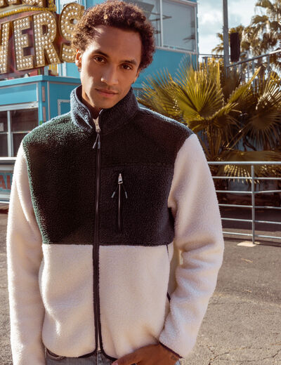 Sweat manches longues zippé vert foncé homme
