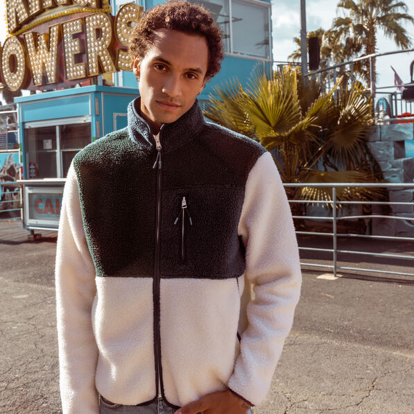 Sweat manches longues zippé vert foncé homme