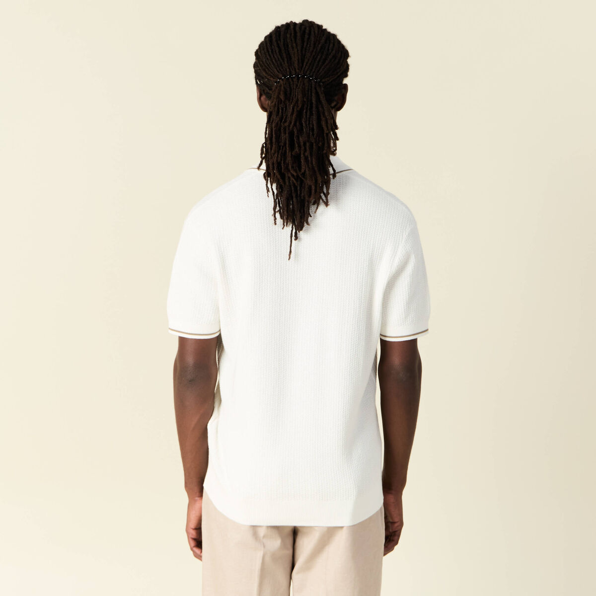 Polo manches courtes ecru homme