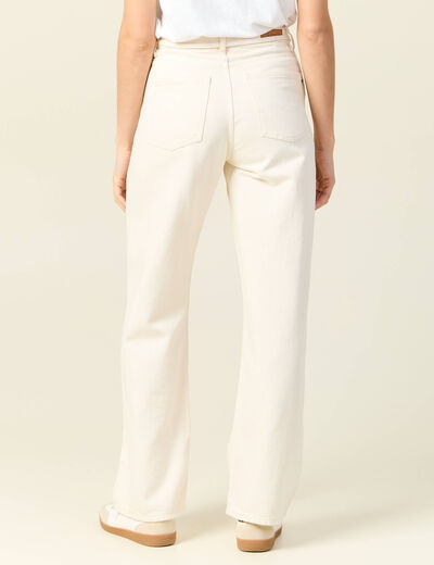 Jeans baggy ceinturé denim blanc femme