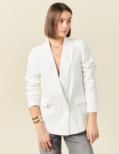 Veste esprit blazer droite ecru femme