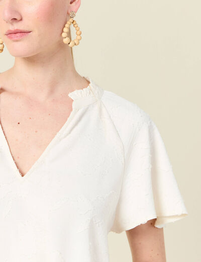 Blouse manches courtes blanc femme
