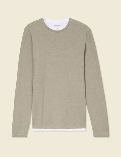T-shirt manches longues vert kaki homme