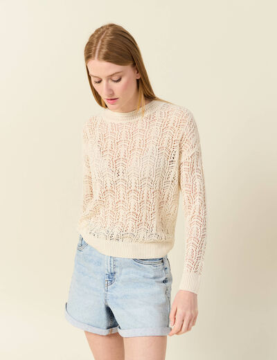 Pull ajouré éco-responsable creme femme