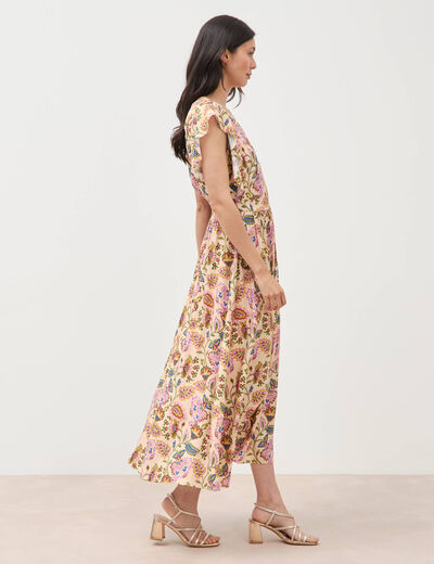Robe longue droite fluide multicolore femme