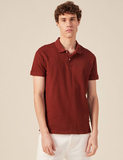 Polo éco-responsable marron cognac homme