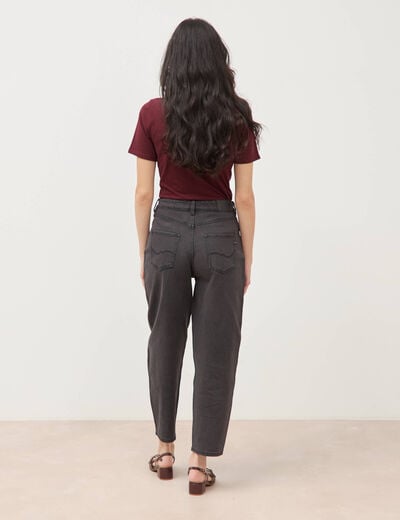 Jeans barrel taille haute 7/8&egrave;me denim gris femme