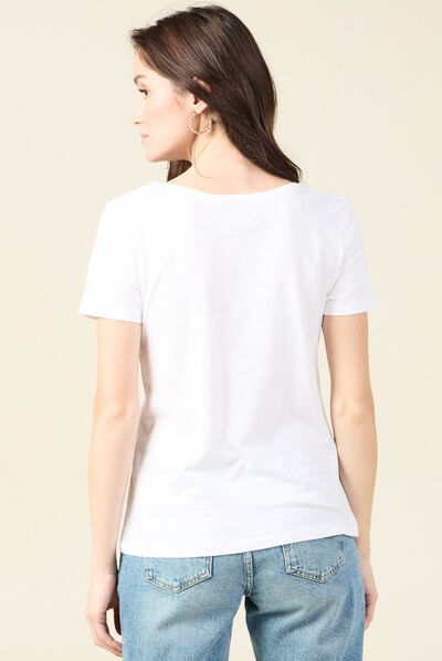 T-shirt manches courtes blanc femme
