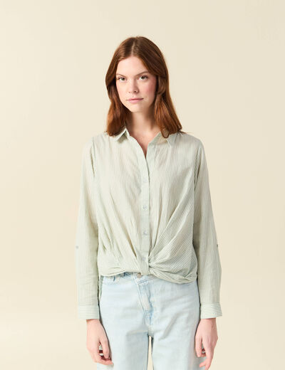 Blouse manches longues vert olive femme