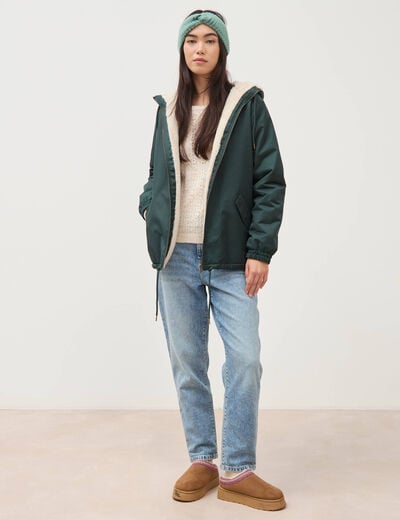 Parka r&eacute;versible vert femme