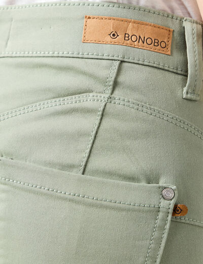 Pantalon skinny push-up 7/8ème vert olive femme