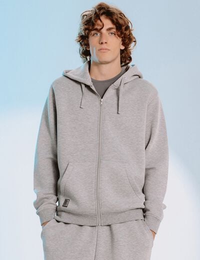Sweat ample &agrave; capuche manches longues gris clair homme