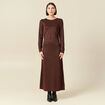 Robe longue ajust&eacute;e manches longues marron femme
