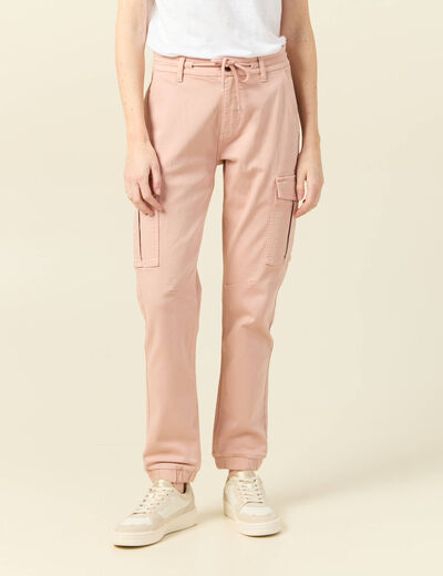 Pantalon cargo battle 7/8ème vieux rose femme