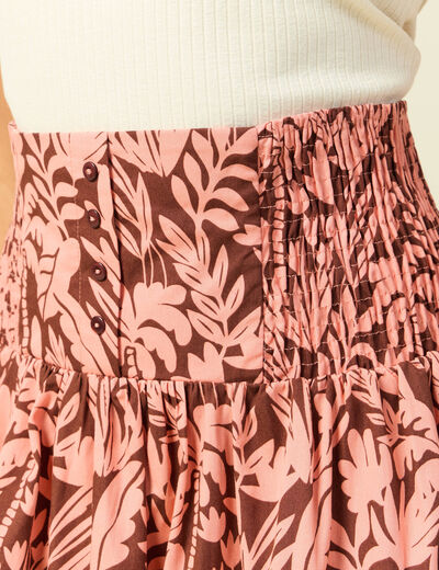 Jupe longue &eacute;vas&eacute;e en coton marron fonc&eacute; femme