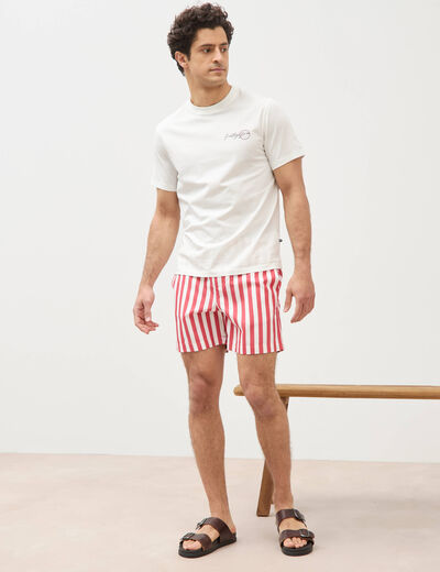 Short de bain rouge corail homme