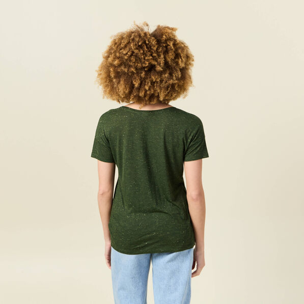 t shirt manches courtes brillant vert kaki femme T-shirt manches courtes brillant vert kaki femme