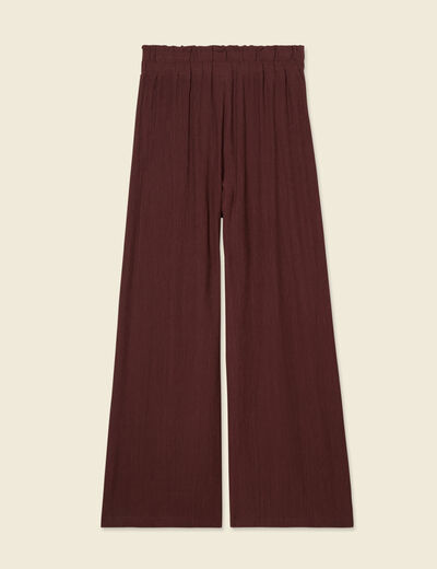 Pantalon large bordeaux femme