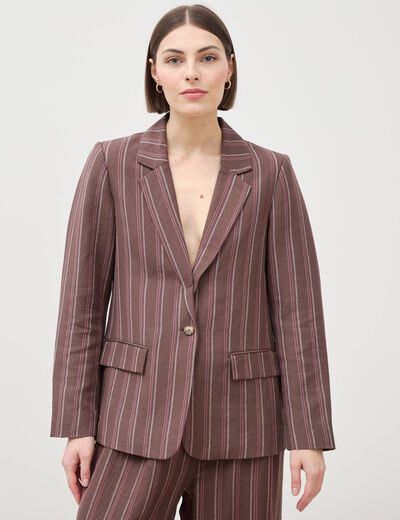 Veste blazer manches longues marron chocolat femme