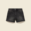 Short mom taille haute en jean denim gris femme