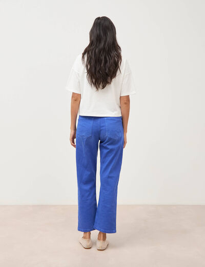Pantalon straight taille haute bleu electrique femme
