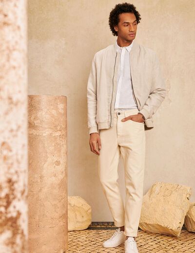 Veste droite zippée beige homme