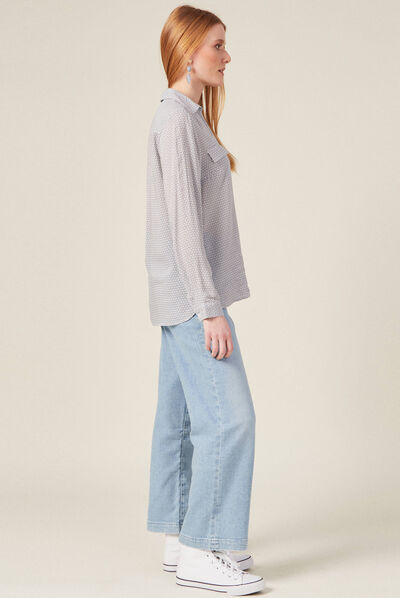 Chemise manches longues bleu femme