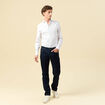 Chemise cintr&eacute;e en coton manches longues blanc homme