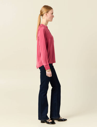Blouse manches longues satin vieux rose femme