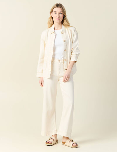Pantalon large denim blanc femme