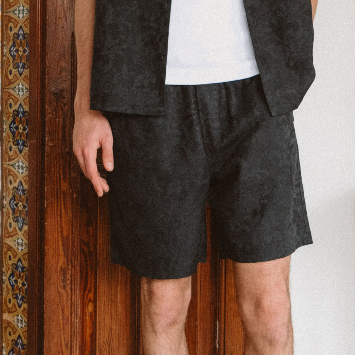 Bermuda coupe droite noir homme