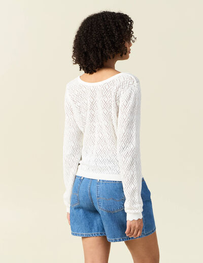 Gilet manches longues blanc femme