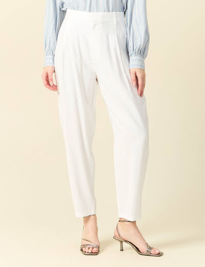 Pantalon slouchy taille haute blanc femme