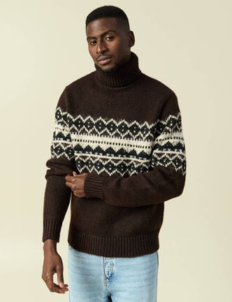 Pull moyenne maille col rond sable homme
