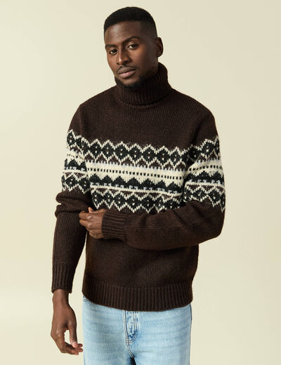 Pull moyenne maille col rond sable homme