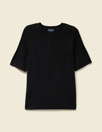Pull manches courtes noir femme