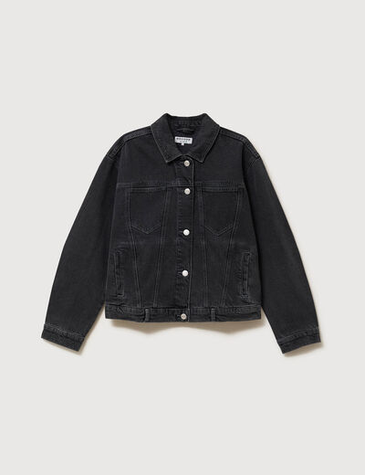 Veste oversize en jean denim gris femme