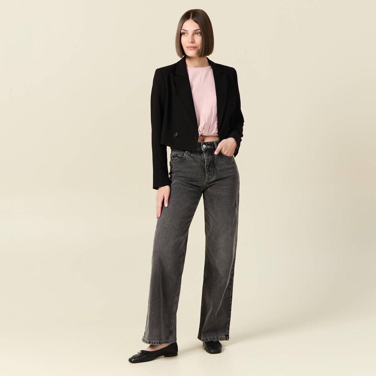 Veste courte éco-responsable noir femme