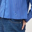 Chemise droite manches longues ray&eacute;e bleu femme