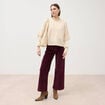 Pull droit court col v manches courtes ivoire femme