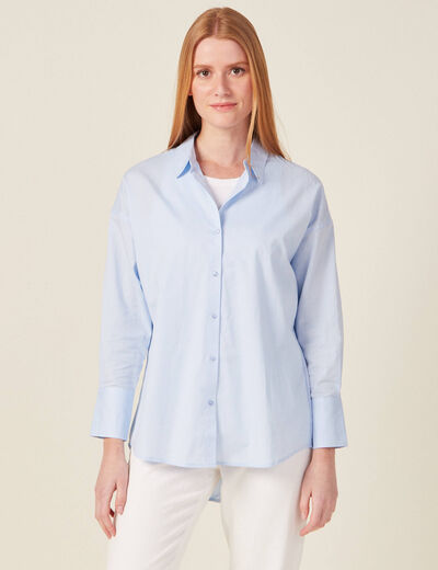 Chemise manches longues bleu ciel femme