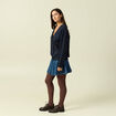 Cardigan oversize col v manches longues bleu marine femme