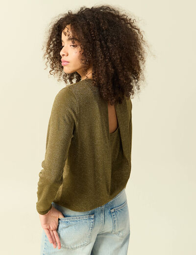 T-shirt manches longues vert kaki femme