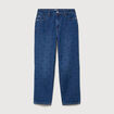 Jeans straight taille haute broderie bleu clair femme