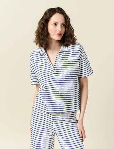 Polo manches courtes ecru femme